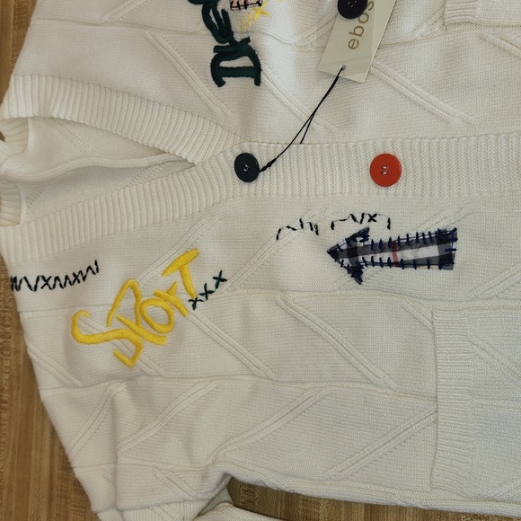 EBOSSY Women’s Cable Knit Long Sleeve Embroidered Cardigan, size L - Picture 3 of 12